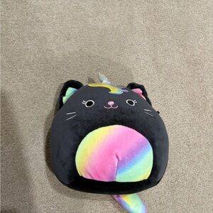 Squishmallows Black Cat with Rainbow Belly